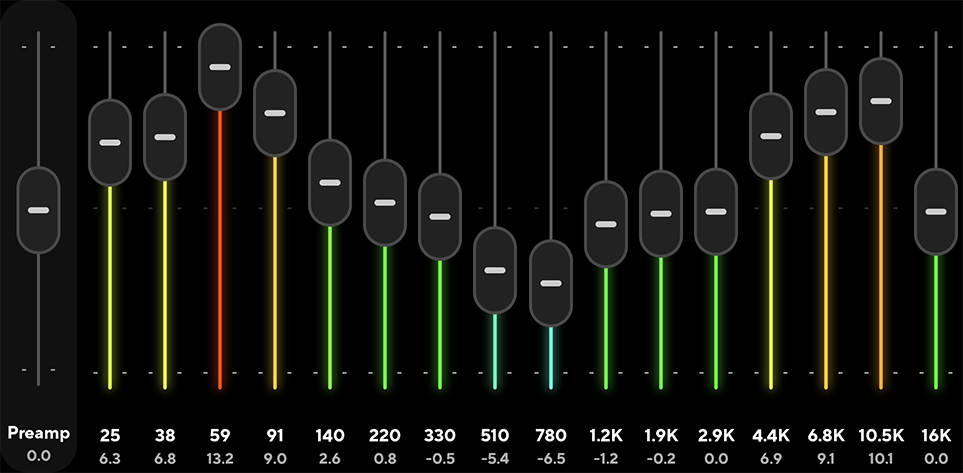 Poweramp graphic equalizer UI